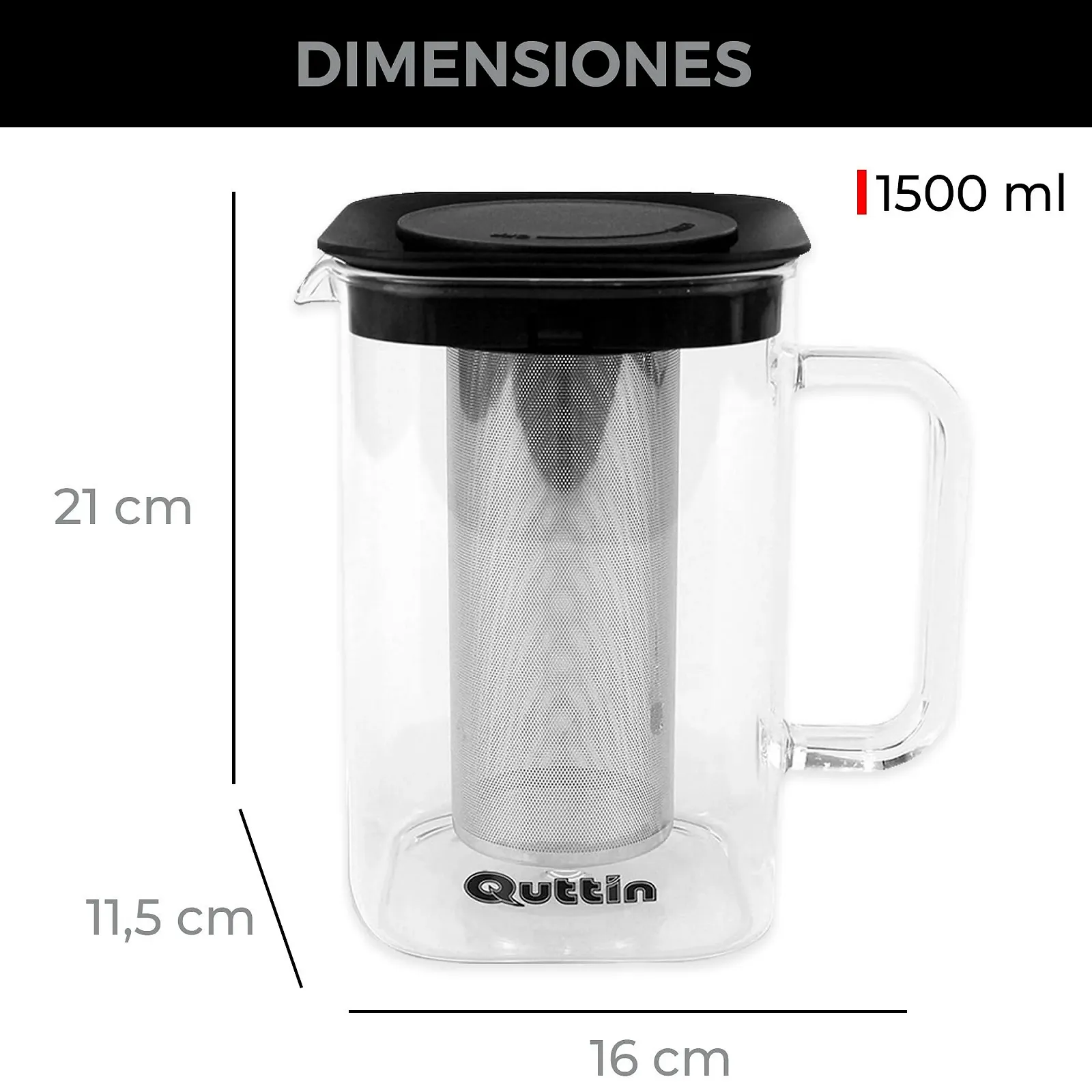 Кофеварка Quttin Boross 1500 мл Черный, фото №4