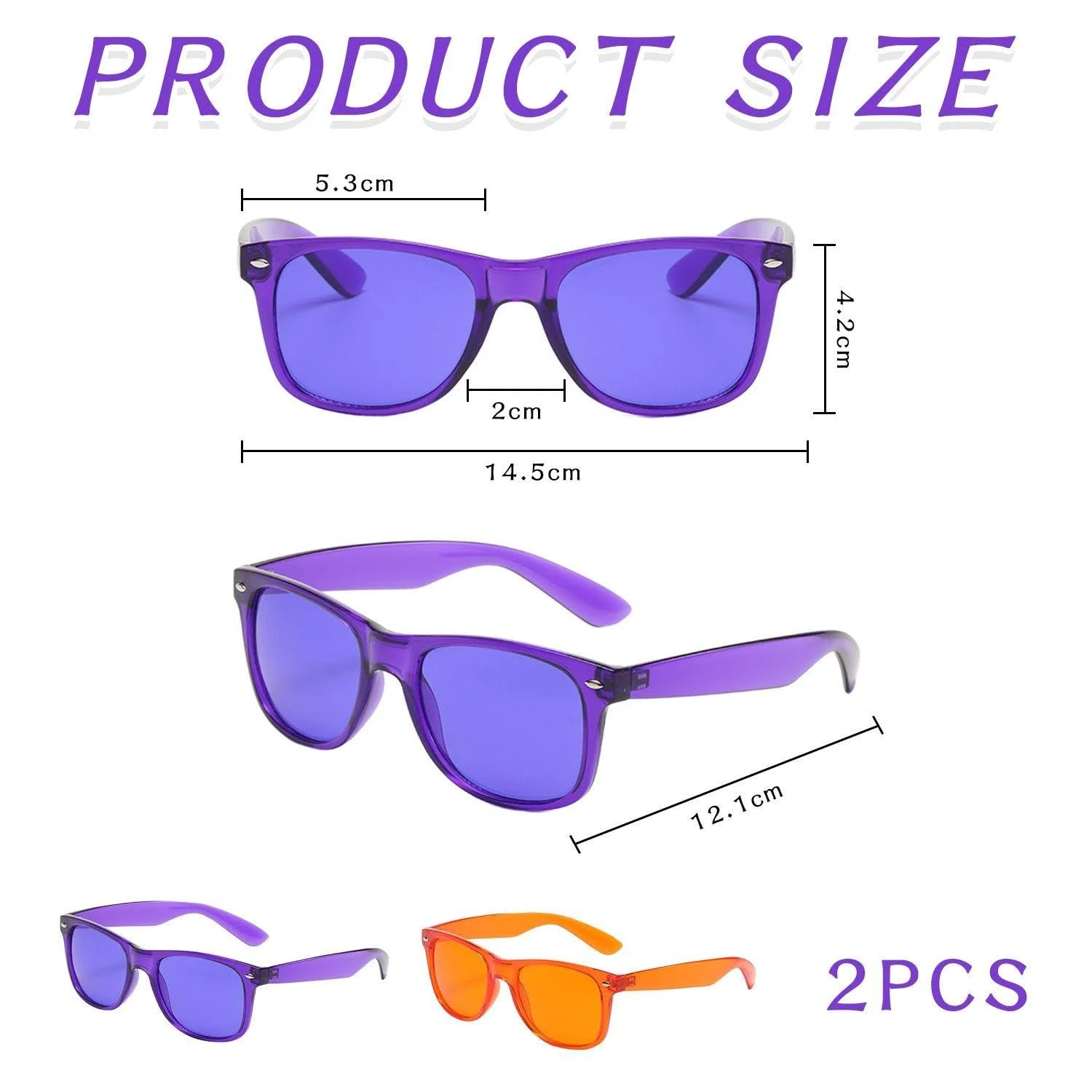 Сонцезахисні Окуляри Квадратні Фіолетовий, Помаранчевий (2 шт), фото №2