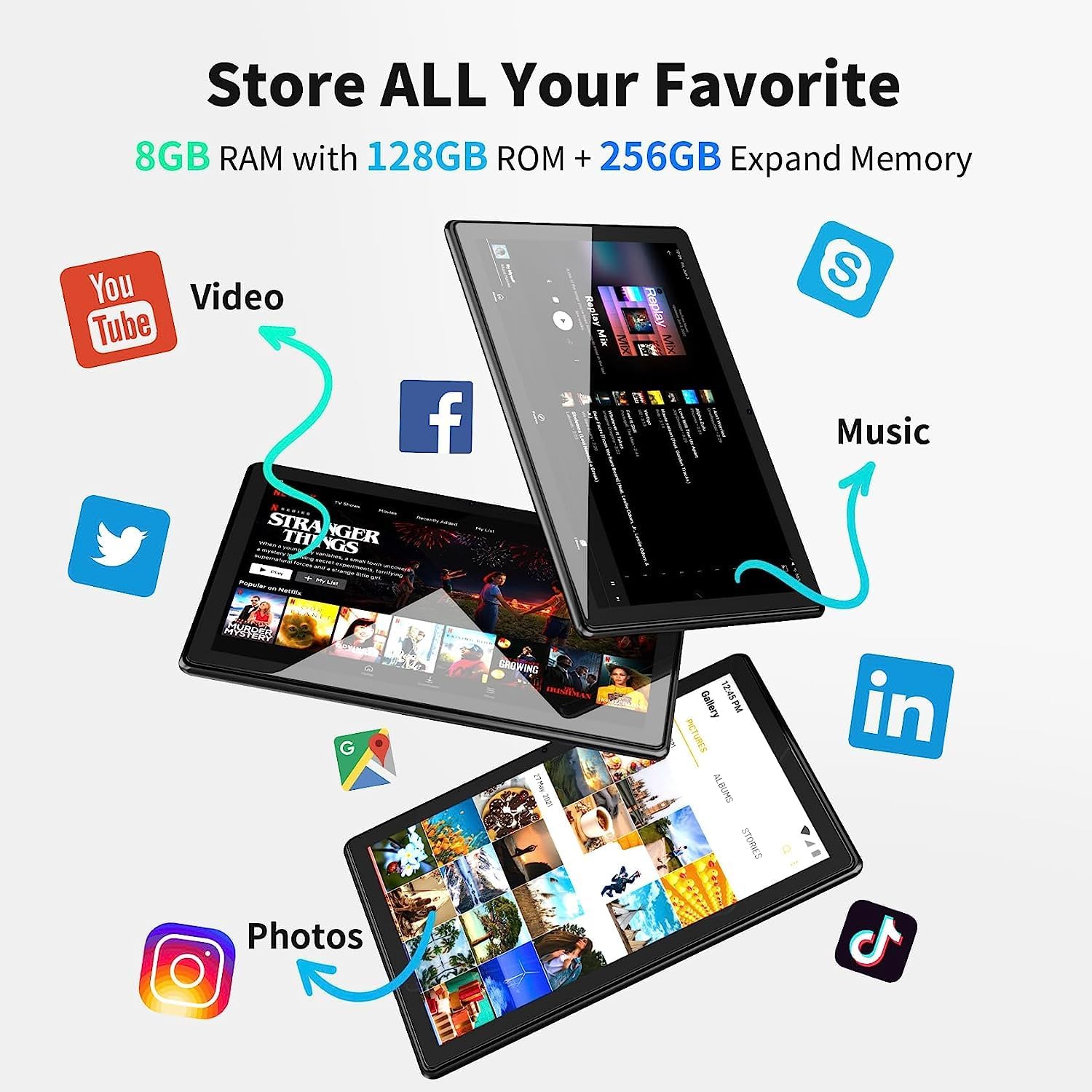 Планшет 10.1" SGIN T10 Pro 8/128Gb 8 ядер Android 12 6000 mAh Черный, фото №3