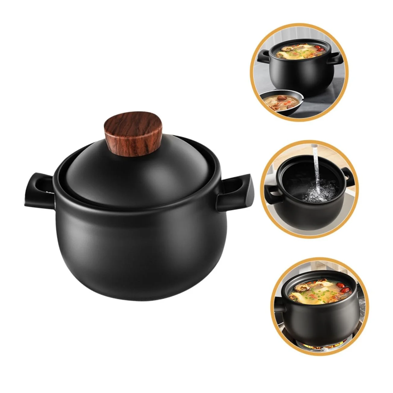 Каструля керамічна 1.8 L з ручкою для тушкування та супів, фото №5