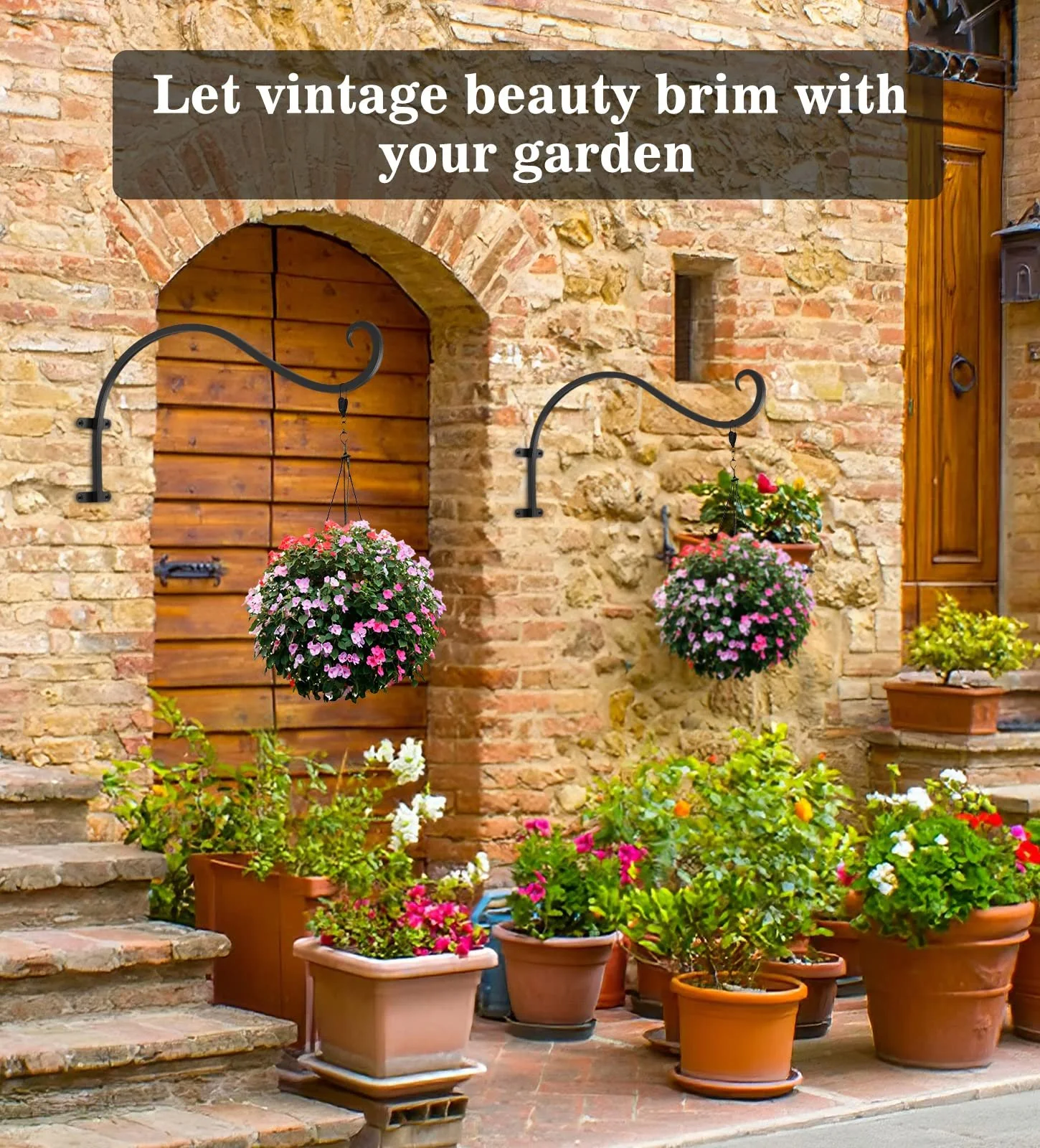 Держатель для подвесных корзин Lewondr Ретро Набор из 2 шт. Железный, фото №5