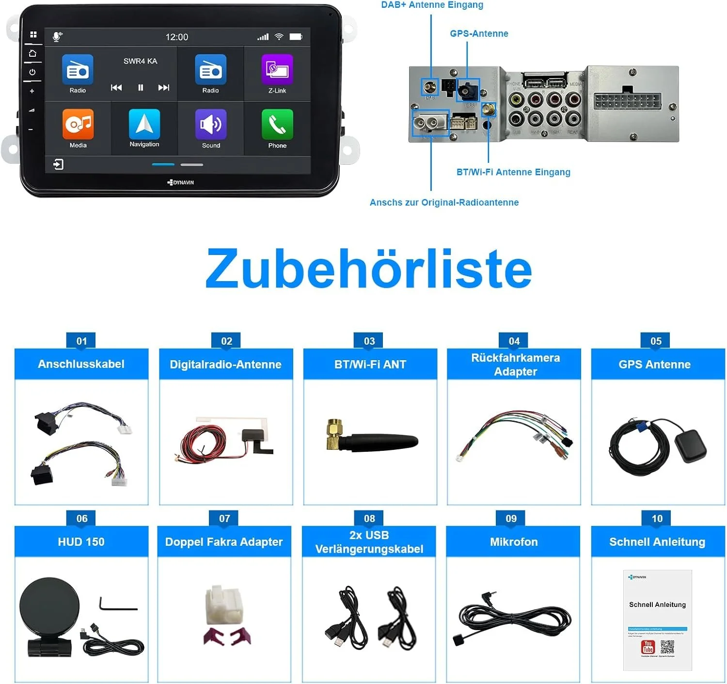 Штатна автомагнітола Dynavin D8 V8 Premium Flex для VW Passat Golf Polo Tiguan Skoda / 8" / Сенсорна / Apple CarPlay / Android Auto / Bluetooth / GPS / USB / DAB+, фото №7