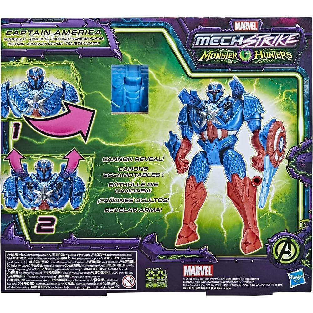 Фігурка Капітан Америка Marvel Hasbro Avengers Mech Strike Monster Hunter Suit 20 см, різнокольоровий, фото №5
