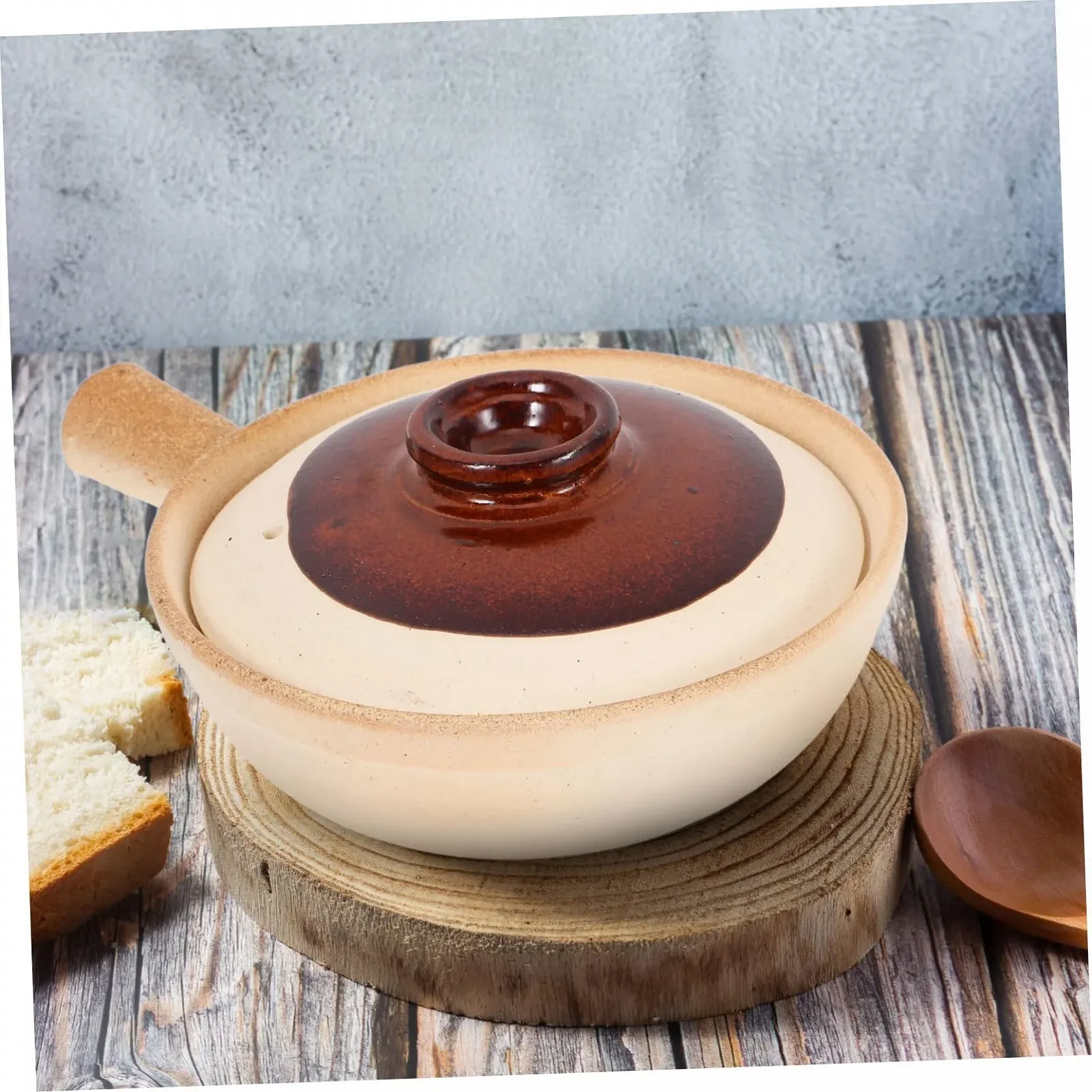 Керамическая кастрюля GALPADA с крышкой терракотовая для духовки и рисовых блюд, фото №5