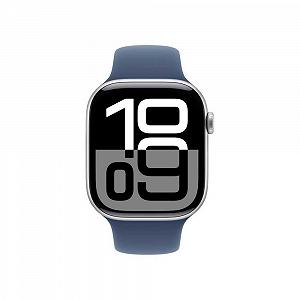 Смарт-годинник Apple Series 10 (GPS + Cellular 46мм) Алюмінієвий корпус сріблястий, спортивний ремінець денім (M/L) synthetic.ua - Фото 1