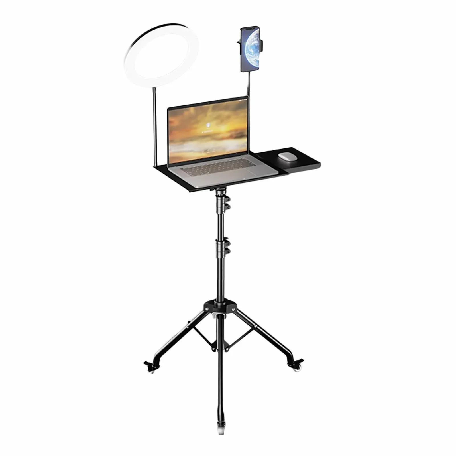 Напольная стойка для ноутбука из алюминиевого сплава, регулируемый штатив на роликах, для дома, офиса, улицы, высокая грузоподъемность, фото №1