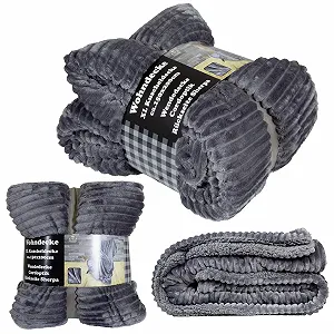 Покривало Trendyshop365 150 x 200 см, вельветова, затишна, спинка шерпа, пухнасте покривало (антрацит) - Фото 1