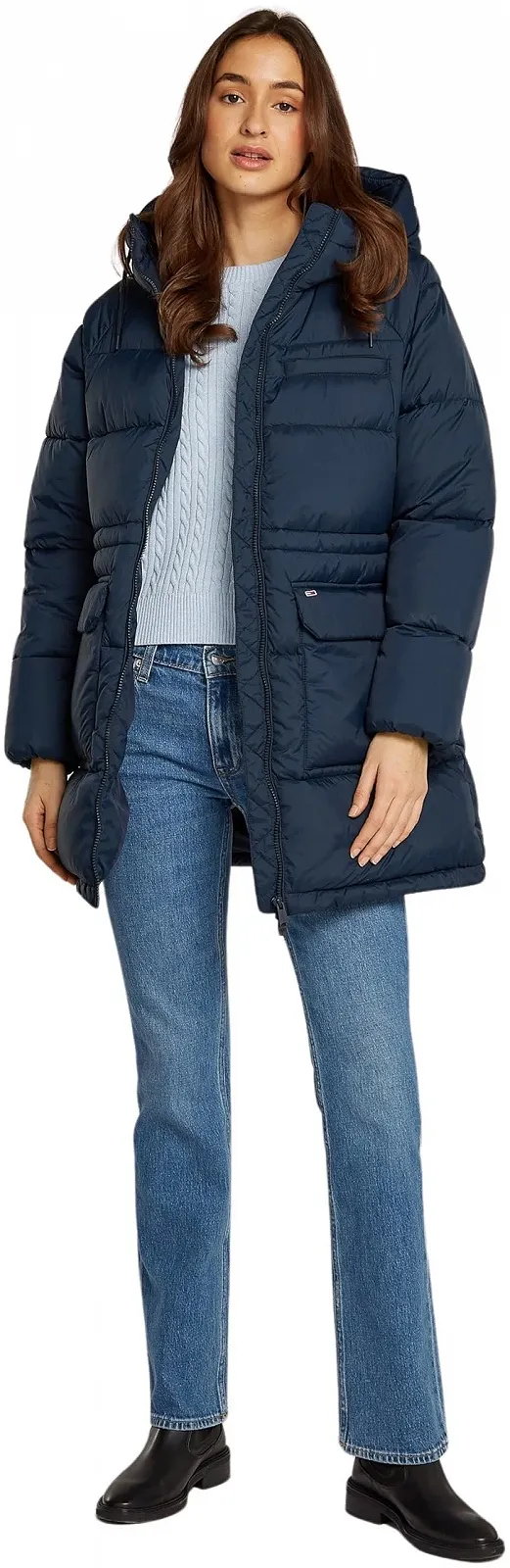 Пуховик Tommy Jeans Midi Puffer з капюшоном, фото №1 Пуховик Tommy Jeans Midi Puffer з капюшоном, фото №1
