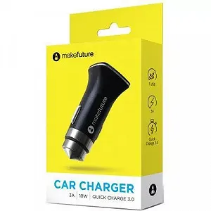 Зарядное устройство MakeFuture Car 3A QuickCharge Black (MCC-31QBK) - Фото 1