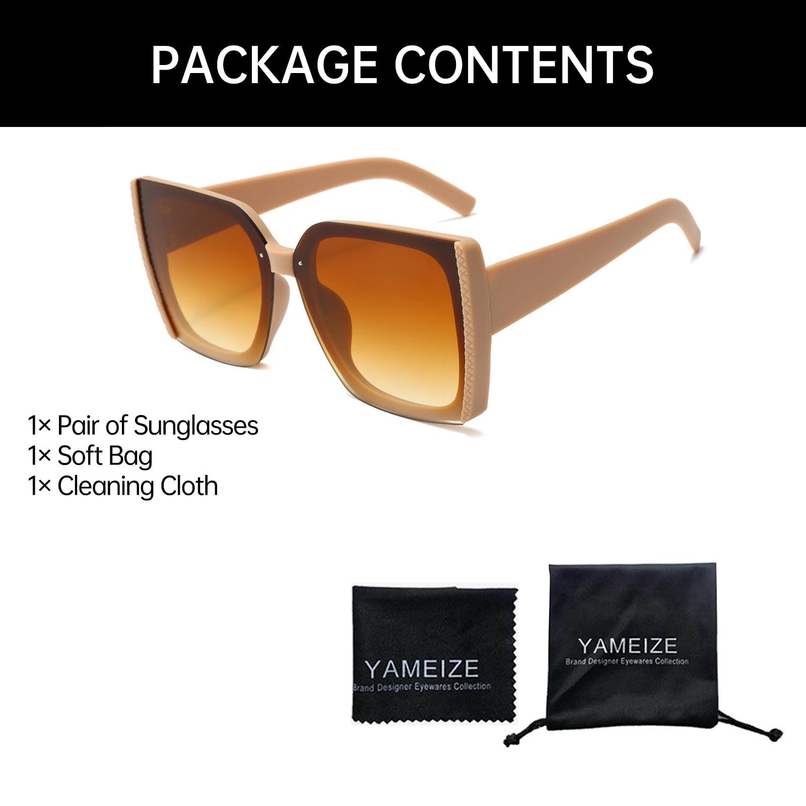 Сонцезахисні окуляри Квадратні YAMEIZE Великі Модні Квадратна оправа, фото №4