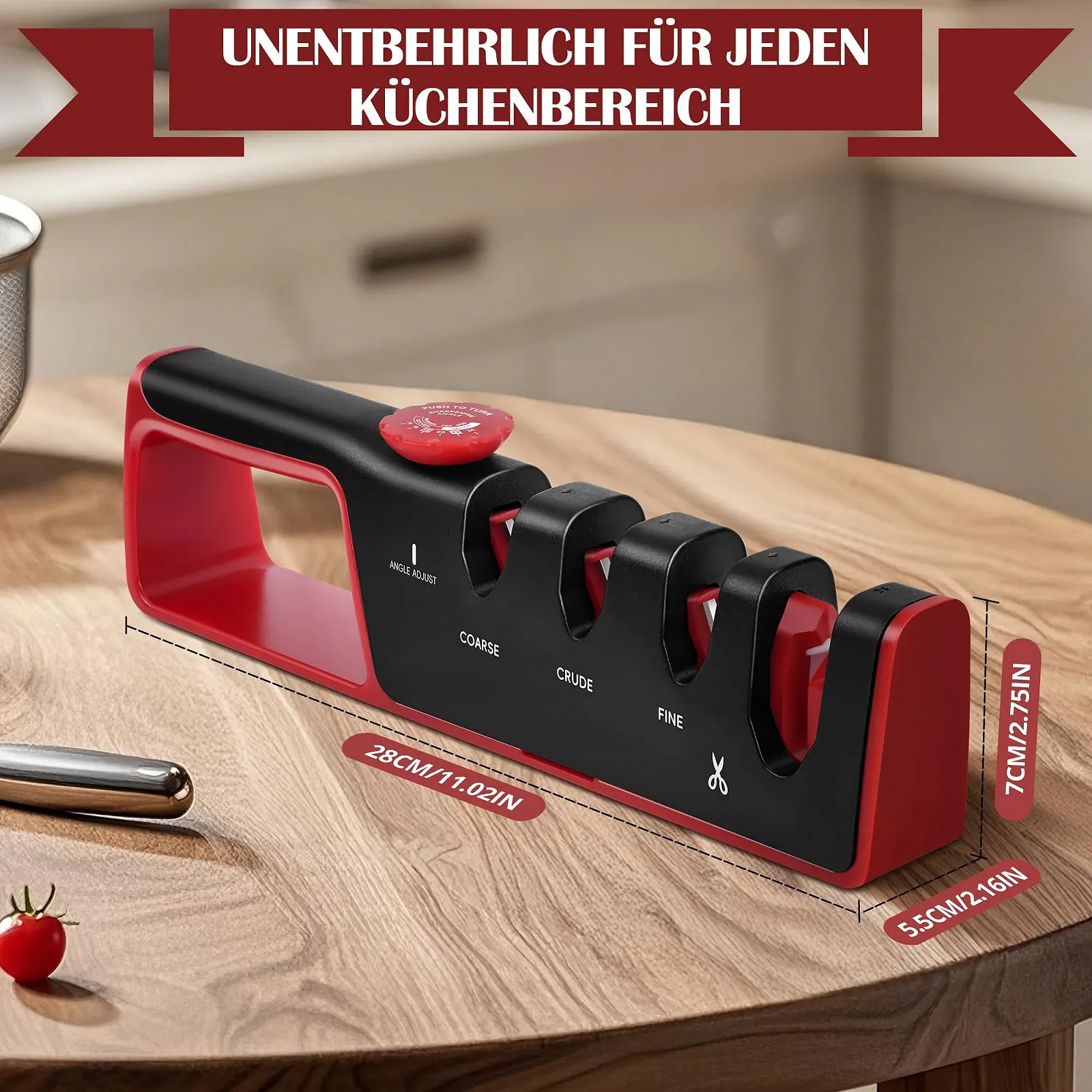 Точило для ножів Professional ручна 4-в-1 з регульованим кутом Ceramic Stone Tungsten Carbide Diamond нековзна, фото №6