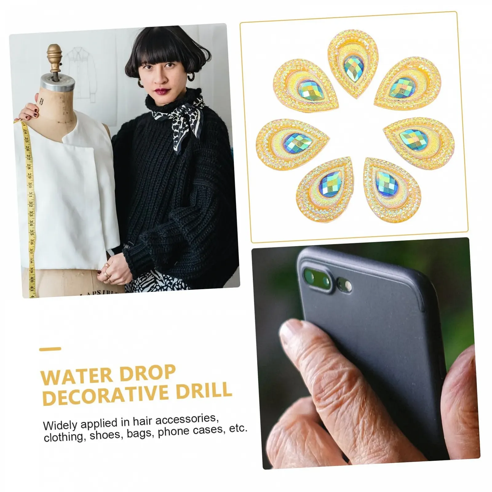 Стрази Крапля Lurrose. Золоті, фото №8