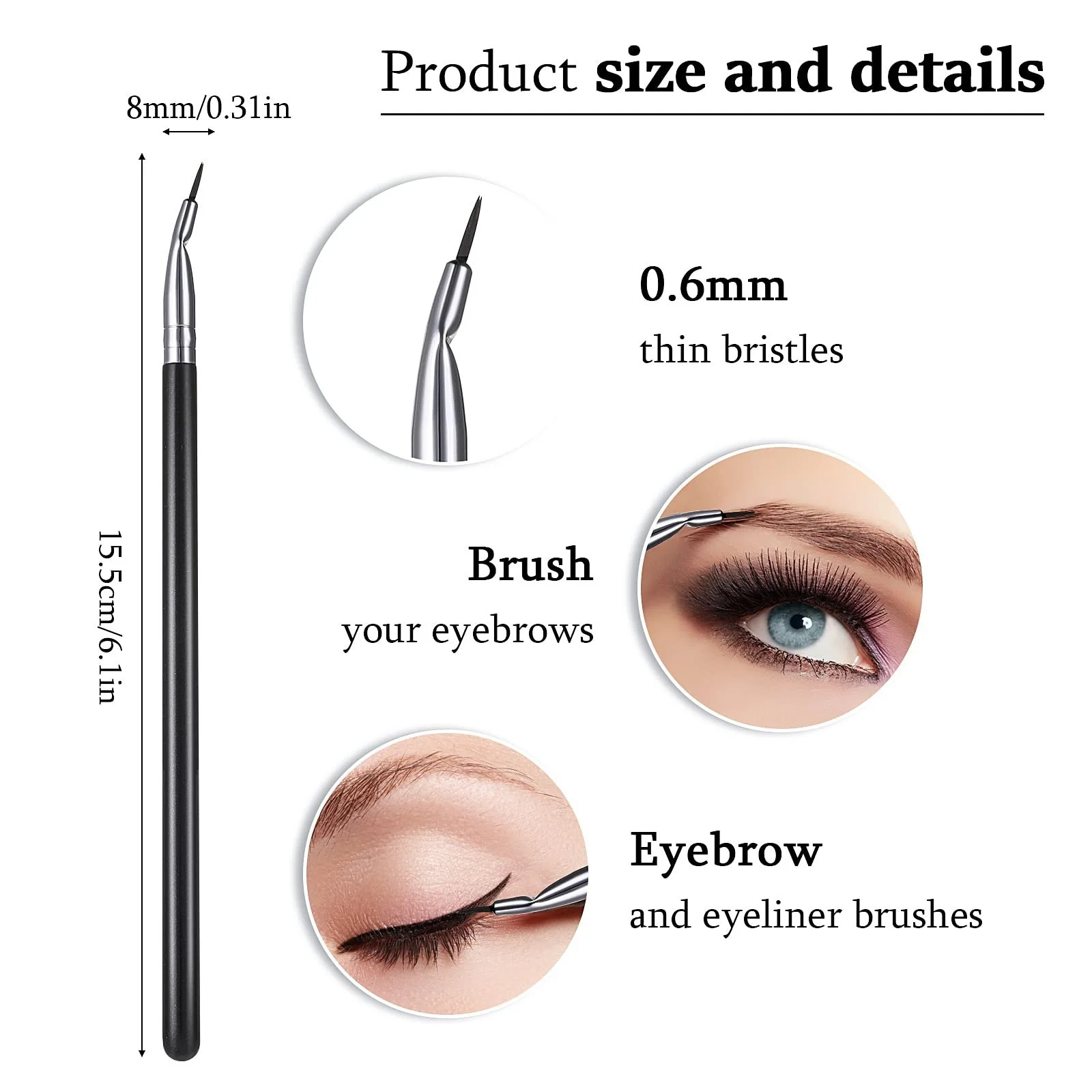 Набор кистей Lusofie 3 шт. для подводки для глаз, фото №4 Набор кистей Lusofie 3 шт. для подводки для глаз, фото №4