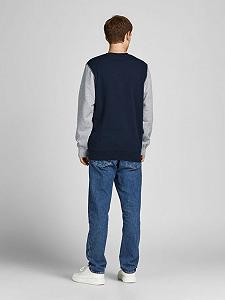 Світшот JORREWORKED SWEAT CREW NECK LTN 12207365-Navy Blazer-Fit:AUTHENTIC CROP Jack&Jones M synthetic.ua - Фото 1
