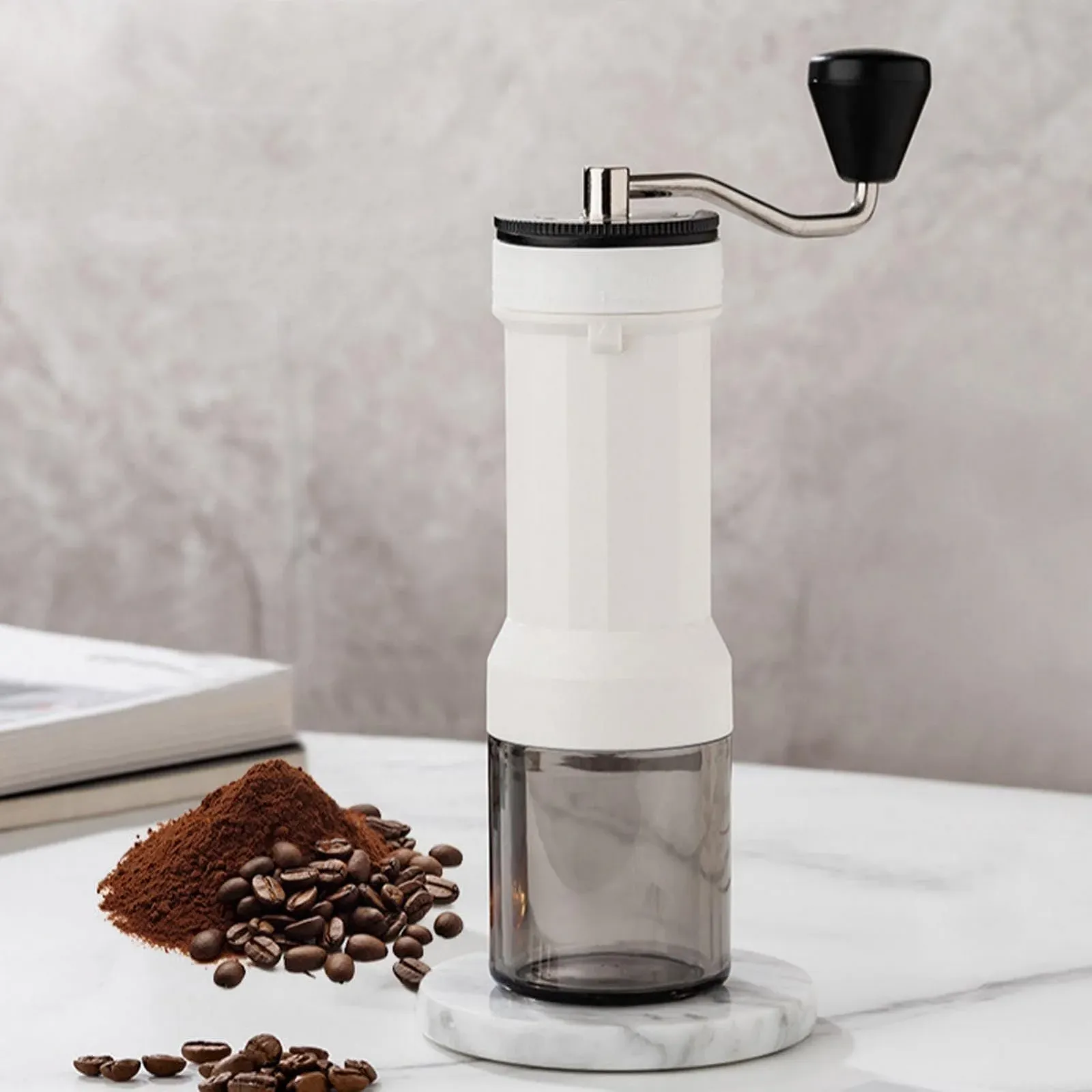 Ручна кавомолка з 40 налаштуваннями помелу, керамічні жорна, для дому, офісу, подорожей, кемпінгу White, фото №3