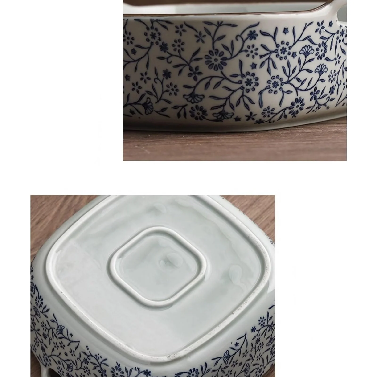 Форма для запекания керамическая квадратная 7 дюймов с двумя ручками, фото №3