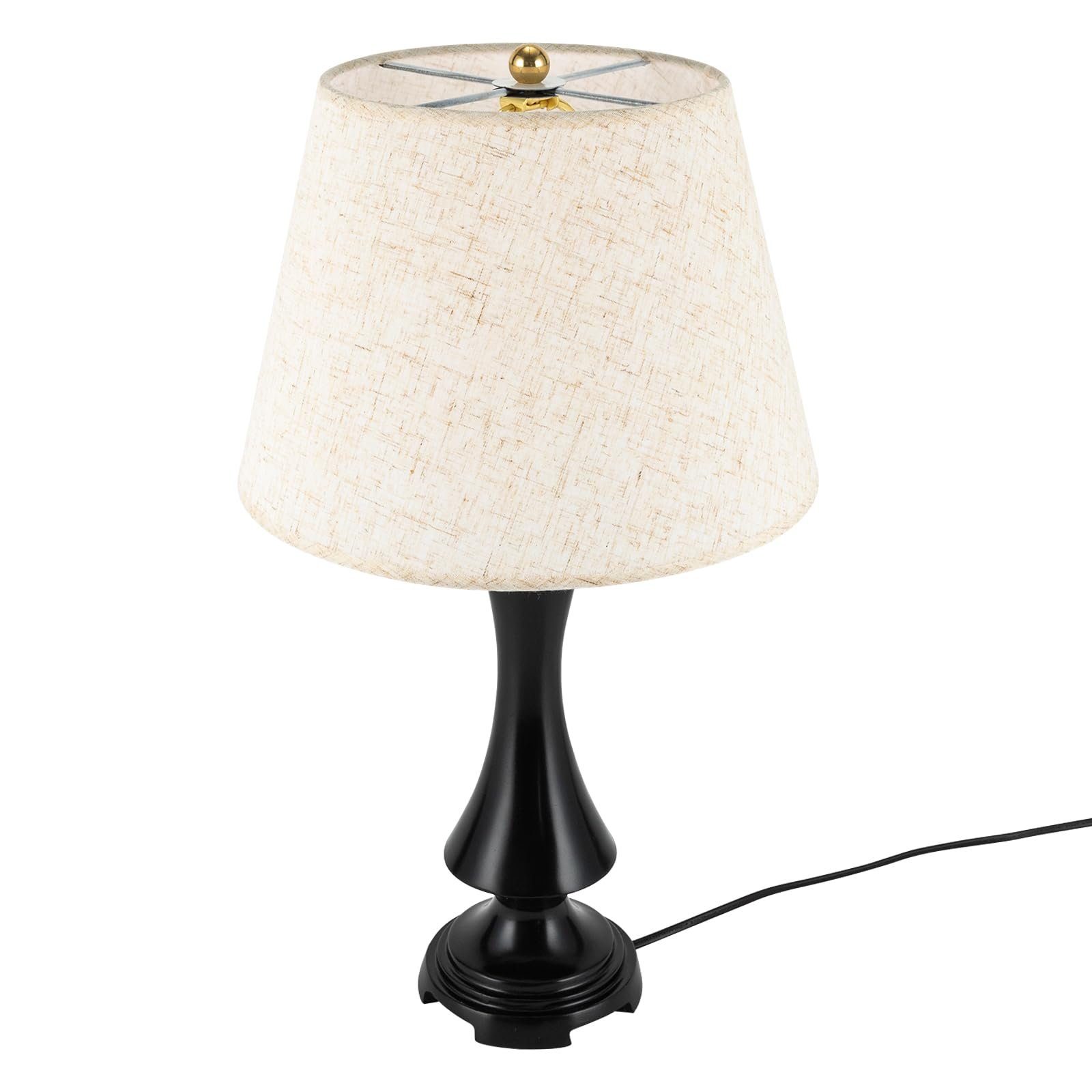 Настільна лампа Ретро Лляний абажур E27 Кнопковий перемикач, фото №1