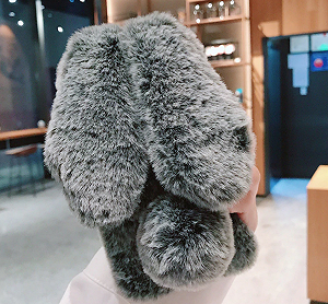 Чохол кролик плюшевий з вушками для Xiaomi Poco M5 / Grey synthetic.ua - Фото 1