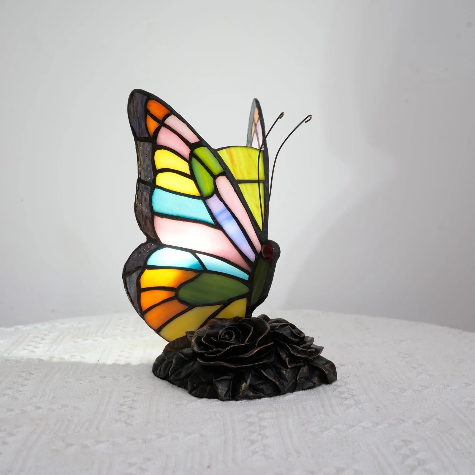 Настільна лампа Tiffany Style Butterfly Кольорове вітражне скло Різнокольоровий, фото №4