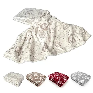 Покривало heimtexland XL кантрі шик з сердечками в кремовому кольорі, дуже м'яка, безворсова, кантрі хаус, 150 x 200 см, тип 283 - Фото 1