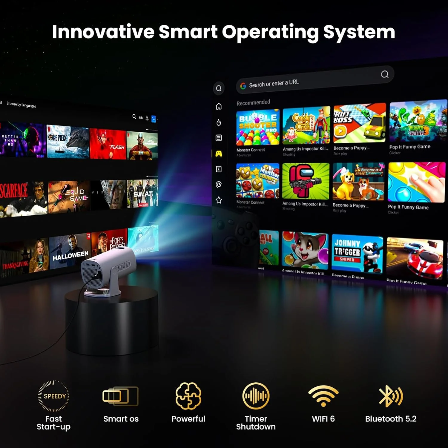 Проектор AGIMA X3  Full HD Wi-Fi Bluetooth Android 11, фото №4