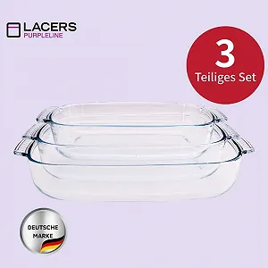 Набір форм для запікання Lacers PurpleLine скляних 3 шт 2000 ml, 2700 ml, 3800 ml synthetic.ua - Фото 1