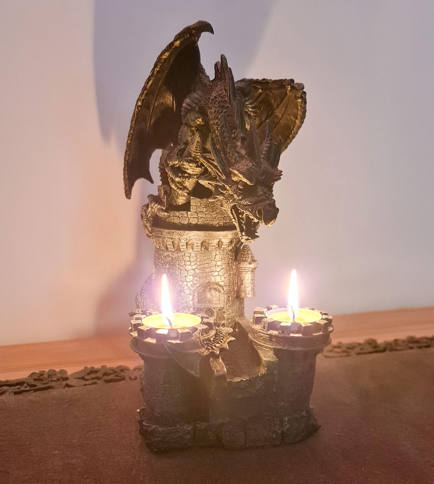 Подсвечник Kremers Schatzkiste Tea Light Holders Dragon 27 см Gothic, фото №3