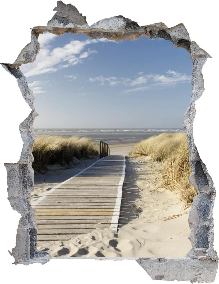 Наклейка на стіну DW000179 Bridge to the Beach Сірий камінь 100 x 130 см, фото №1