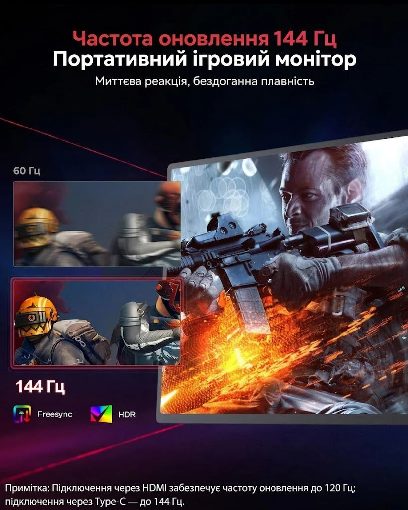 Монітор портативний 16.1" UPERFECT 2К IPS 144 Гц, фото №4