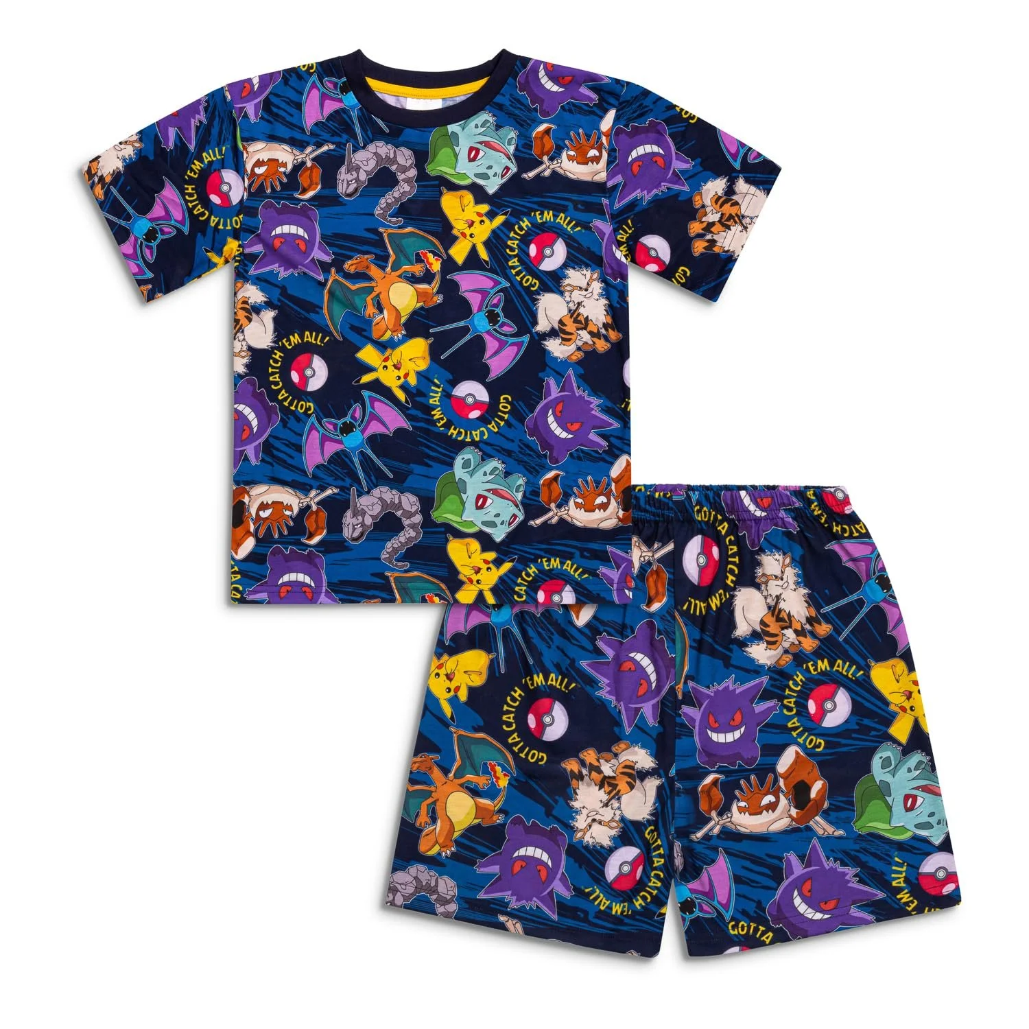 Комплект детской пижамы с шортами Pok00e9mon, синий, с принтом, фото №1