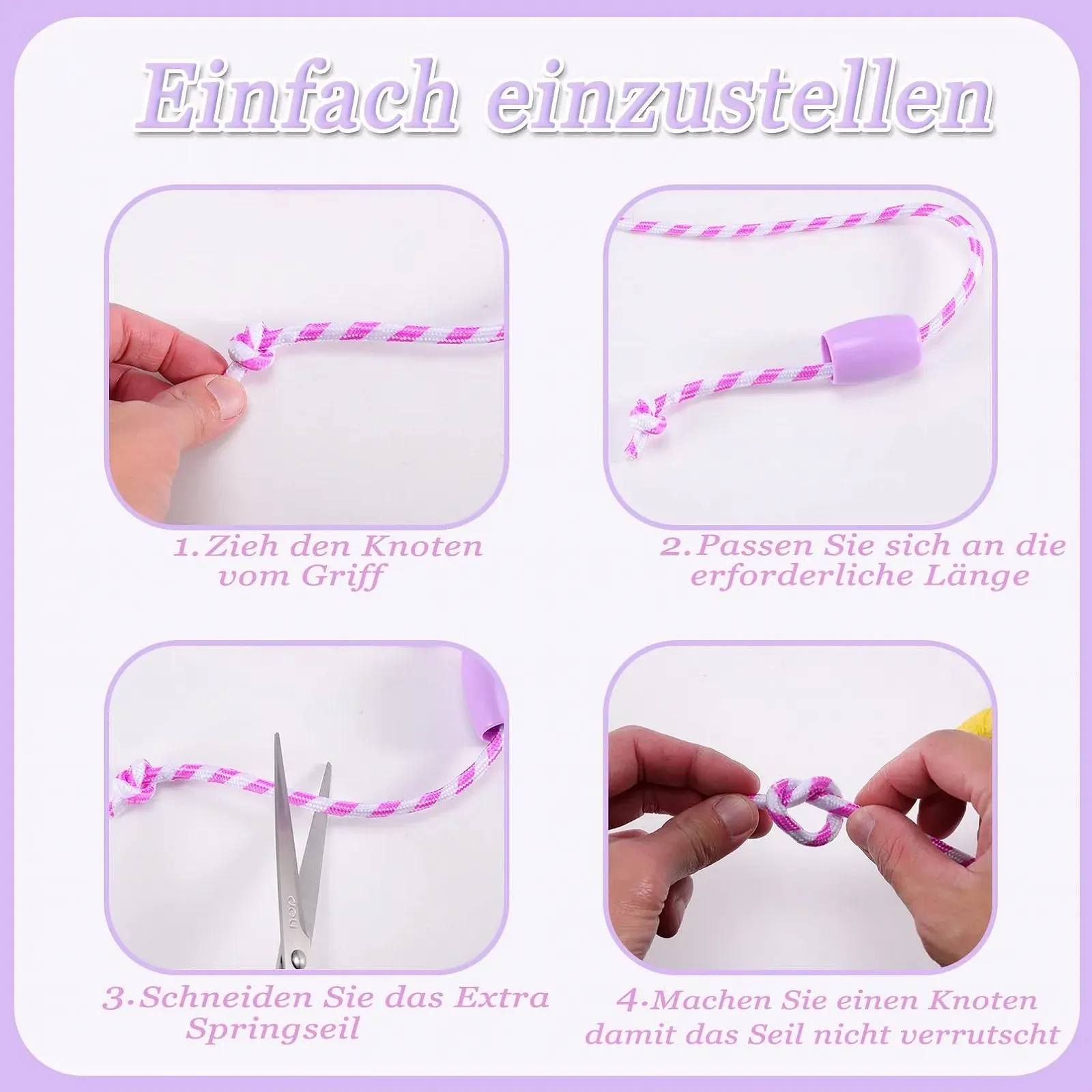 Скакалка дитяча Pack of 12 Adjustable Cotton Rope, фото №5