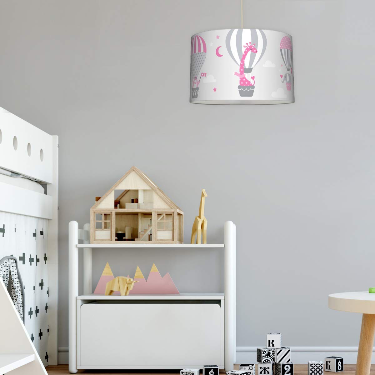 Абажур LOVELY LABEL для дитячої кімнати Балони Діаметр 30 x 20 см Рожевий Сірий, фото №2