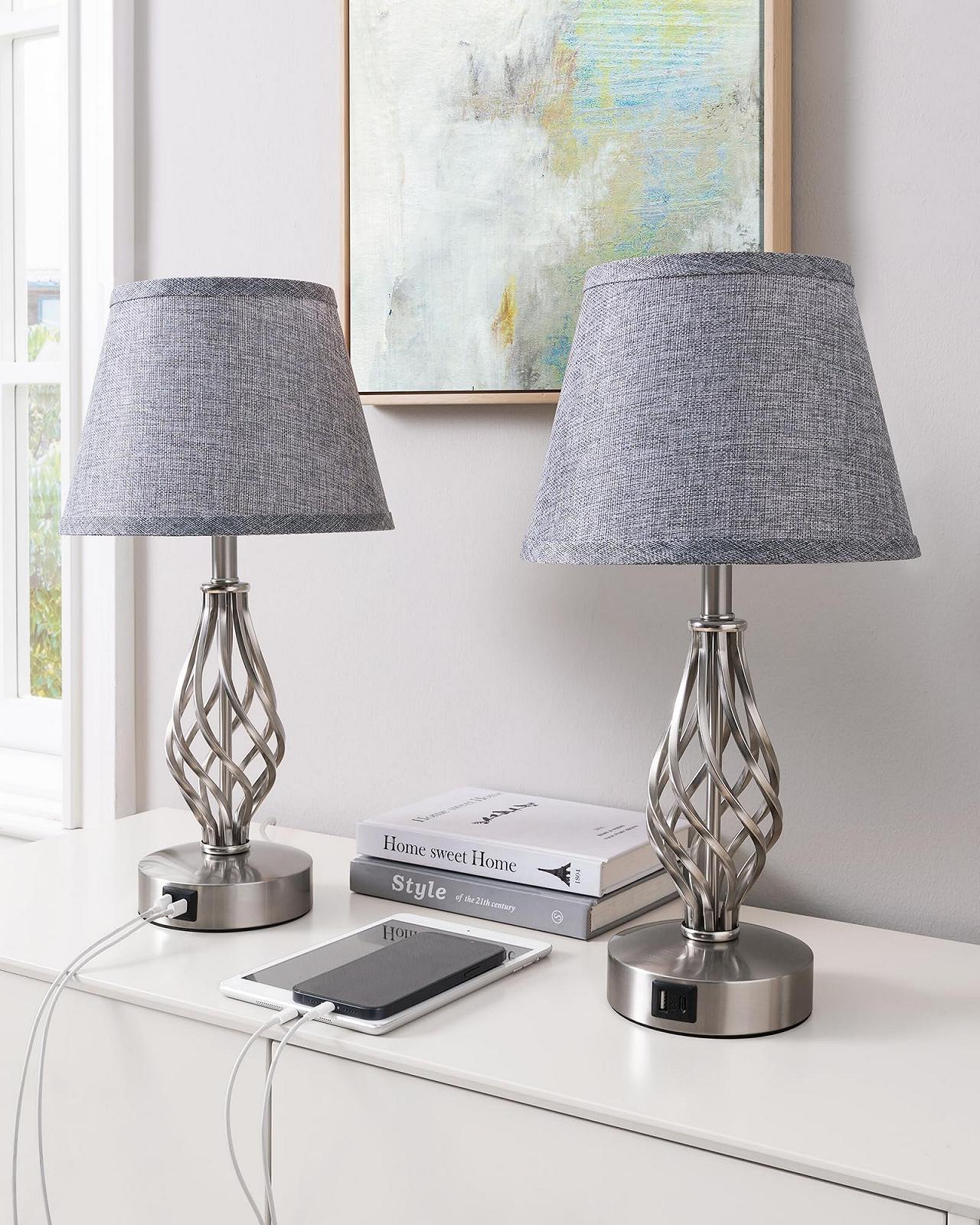 Настільна лампа EDISHINE LED Touch Dimmable USB Набір 2 шт. Сіра, фото №1