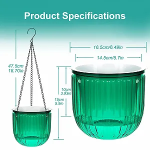 Підвісні горщики 2 шт з автополивом зелені для дому та саду synthetic.ua - Фото 1