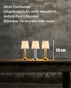 Настільна лампа LED Wireless 4000 мАг Димер Тканинний абажур Сенсорна Золота (2 шт) synthetic.ua - Фото 1