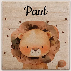 Скарбничка дерев'яна дитяча персоналізована з ім'ям Лев Натуральне дерево synthetic.ua - Фото 1
