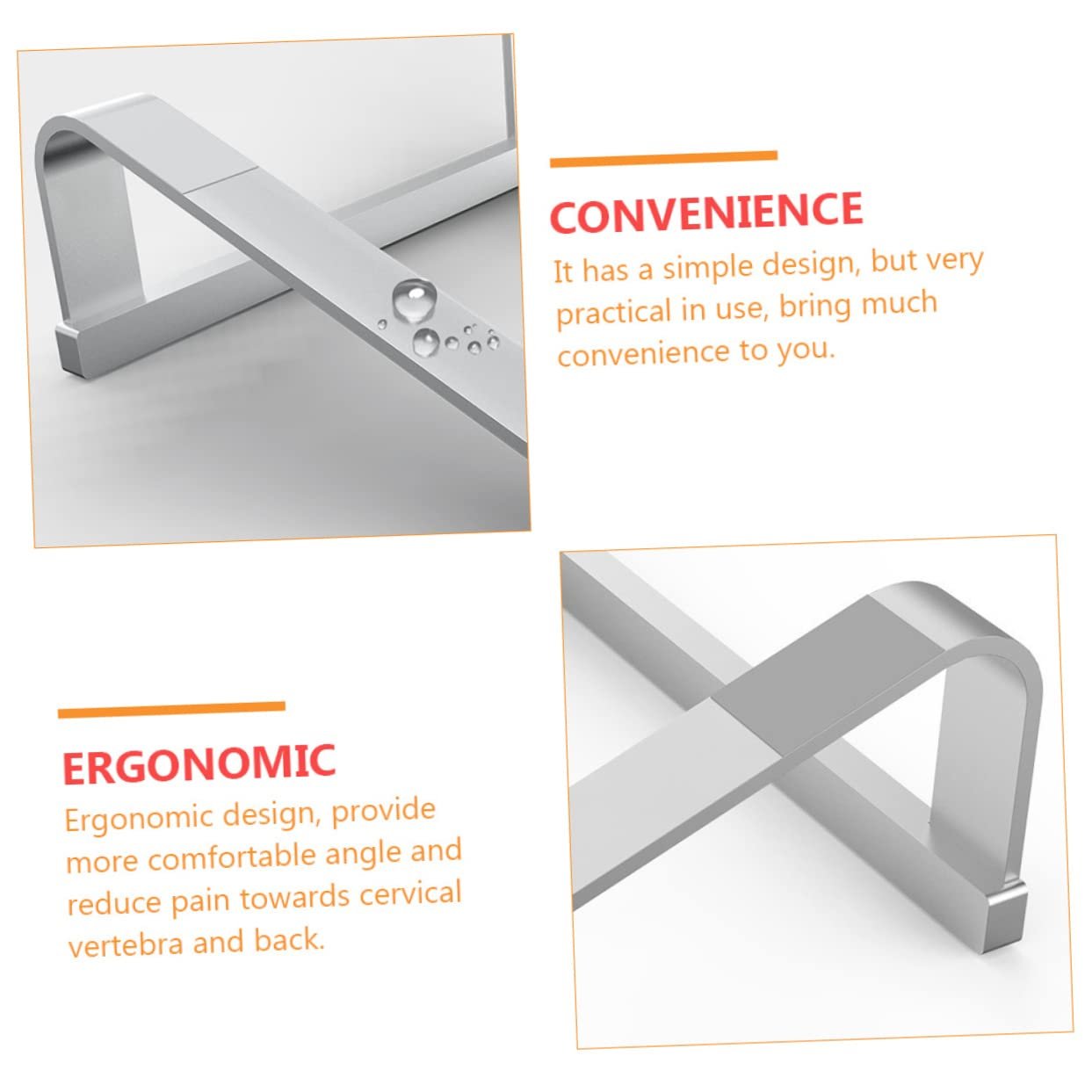 Підставка для ноутбука алюмінієва ергономічна портативна для відведення тепла сумісна з ноутбуком срібна, фото №5