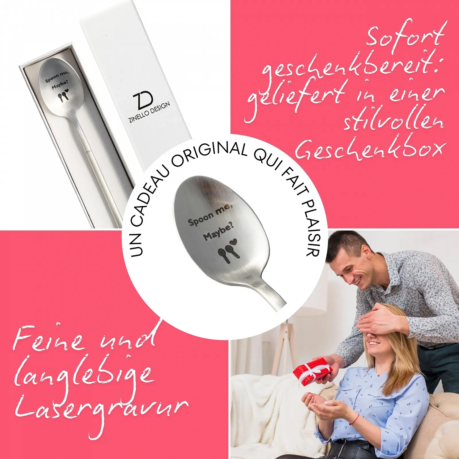 Кавова та десертна ложка з нержавіючої сталі 18/10 Zinello Design Spoon Me, Maybe, фото №5