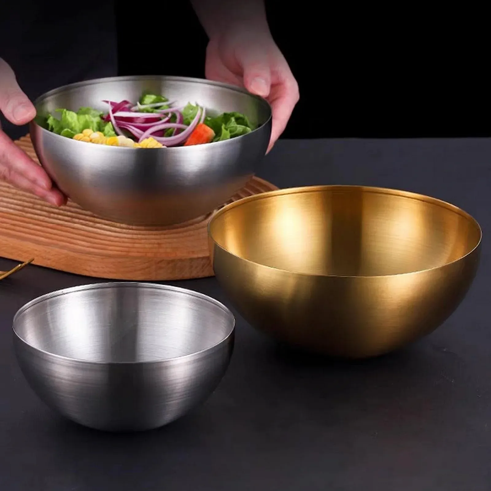 Набор мисок для смешивания Stainless Steel 2 шт. двухстенные изолированные круглые 15 см, фото №3 Набор мисок для смешивания Stainless Steel 2 шт. двухстенные изолированные круглые 15 см, фото №3