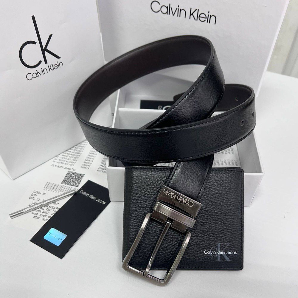 Мужской подарочный набор с кожаным ремнем и кошельком Calvin Klein, фото №4