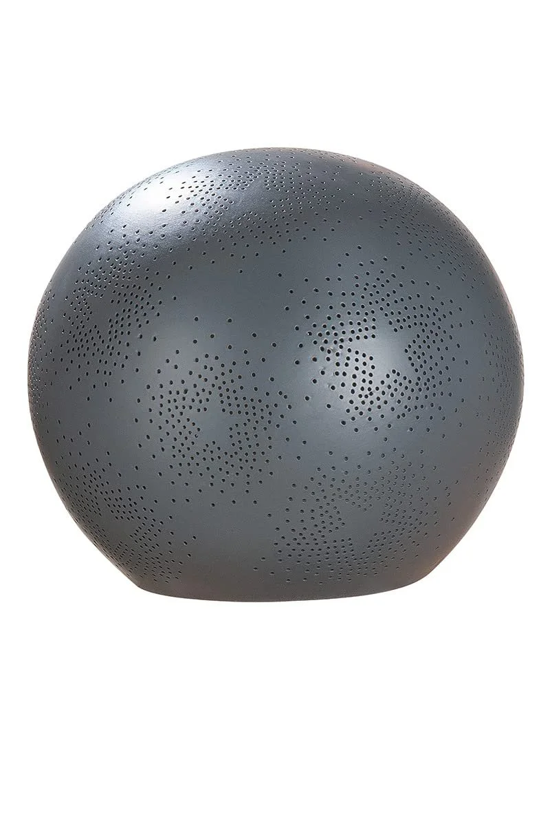 Настільна лампа GILDE Porcelain Star Motif Wooden Base Hole Pattern 24 cm Grey, фото №3