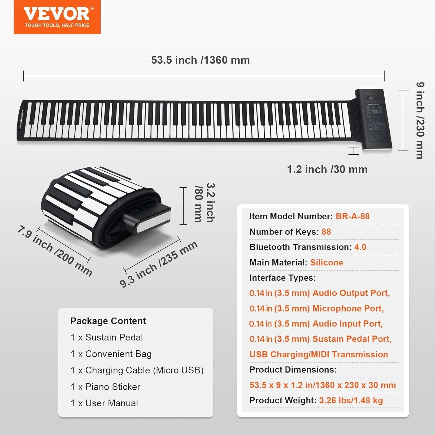 Піаніно VEVOR 88 Keys Roll Up Keyboard Piano Чорний, фото №7 Піаніно VEVOR 88 Keys Roll Up Keyboard Piano Чорний, фото №7