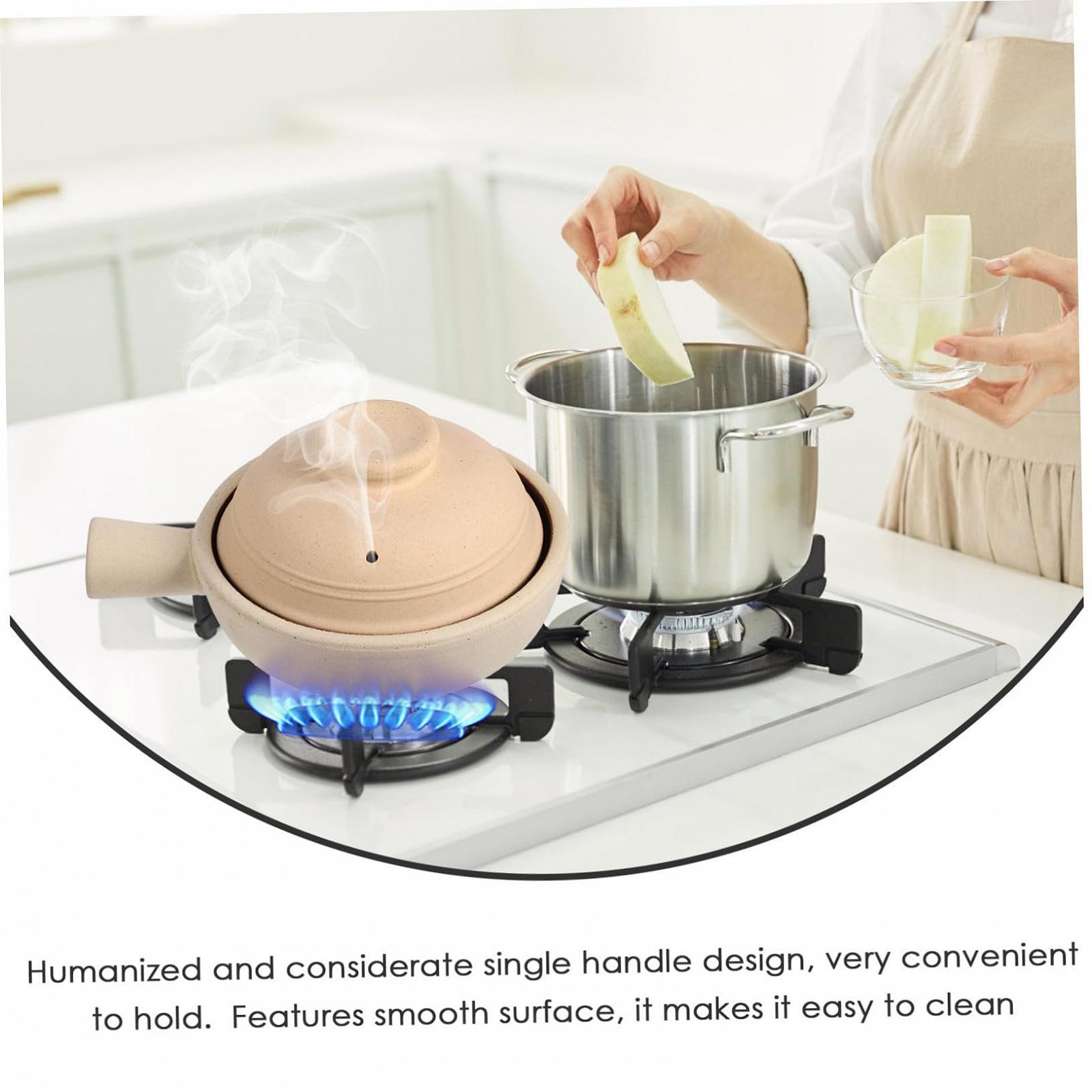 Ківш керамічний TOYANDONA з грубої кераміки з однією ручкою та кришкою, фото №5