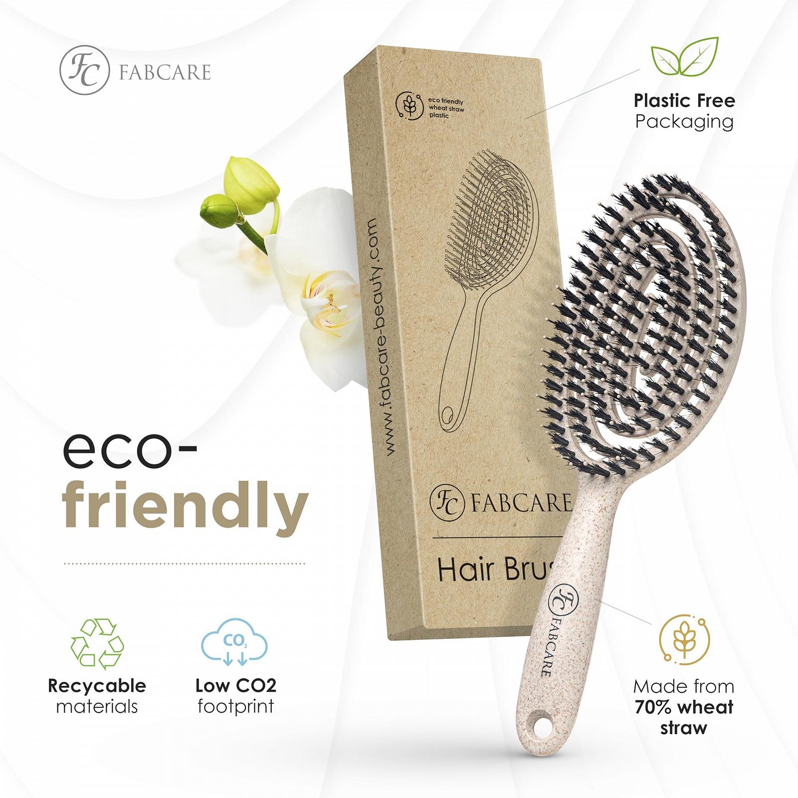 Кругла щітка FABCARE з щетиною кабана Organic Hair Brush Wild Boar Bristles для розплутування волосся, фото №4