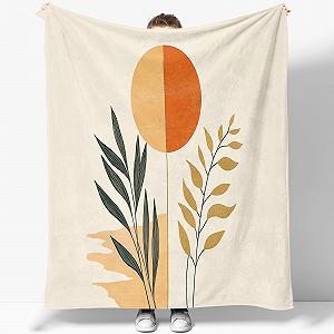 Покривало Фланель М'яке Пухнасте, Мінімалістична Ілюстрація Сонця, Оранжево-Коричневий, 150 x 200 см synthetic.ua - Фото 1