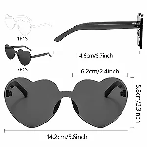 Сонцезахисні окуляри у формі серця, Набір 8 штук, Прозорі ретро synthetic.ua - Фото 1