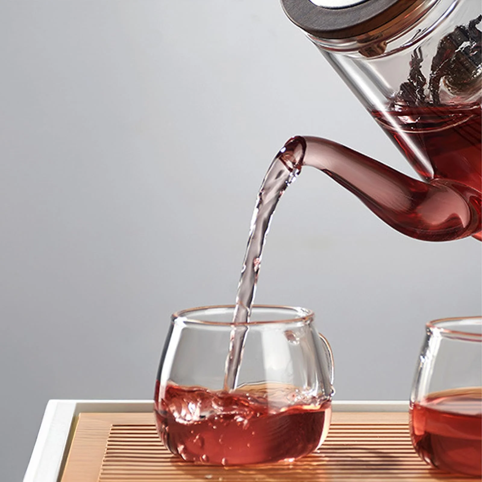 Чайник-заварник Скляний з дерев'яною ручкою та ситечком, фото №8