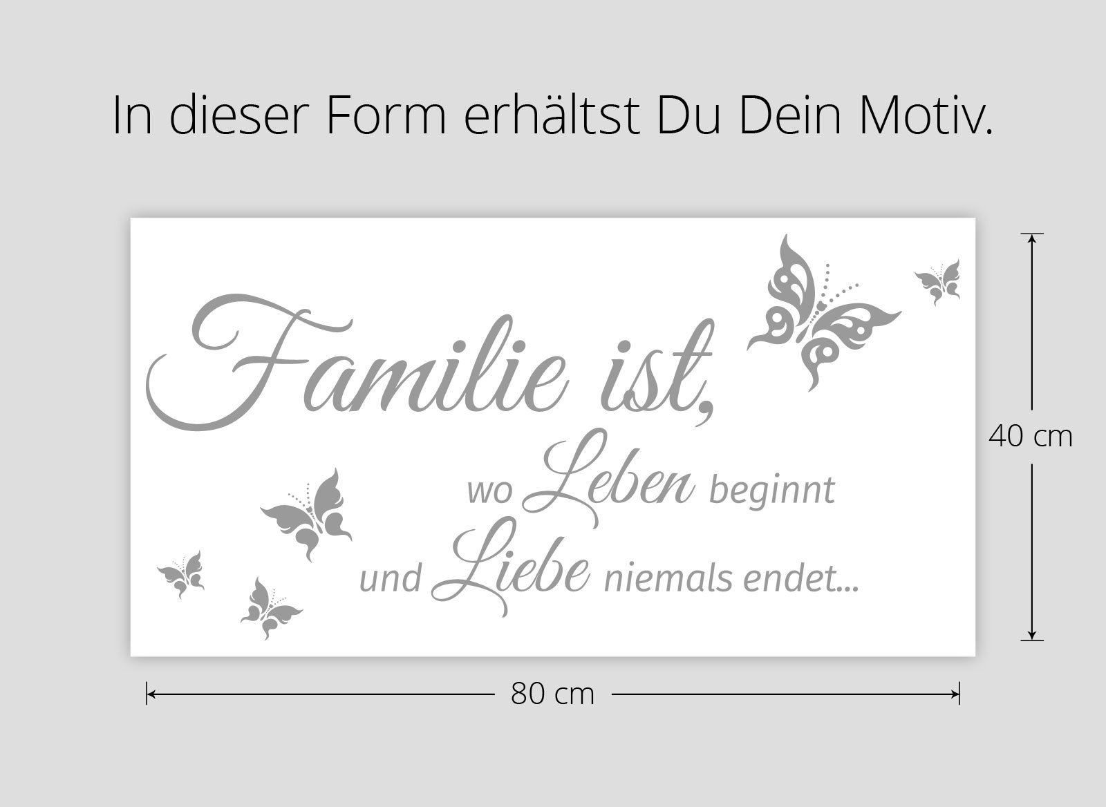 Наклейка на стіну Grandora W5548 "Familie ist, wo Leben beginnt und Liebe Niemals END." 80 x 40 см Dark Grey Butterfly, фото №4