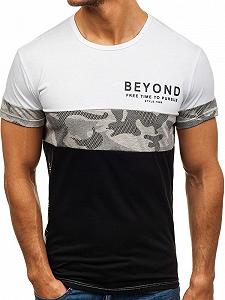 Футболка мужская удлиненная трехцветная с принтом - Фото 1