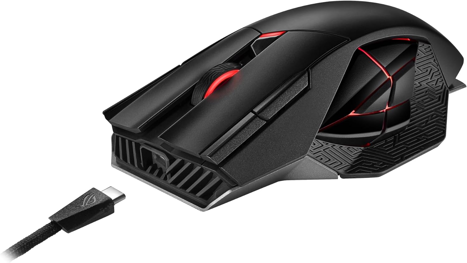 Ігрова бездротова миша Asus ROG Spatha X / USB / Радіоканал / 19000 DPI / 12 кнопок / RGB підсвітка / Чорна, фото №4 Ігрова бездротова миша Asus ROG Spatha X / USB / Радіоканал / 19000 DPI / 12 кнопок / RGB підсвітка / Чорна, фото №4